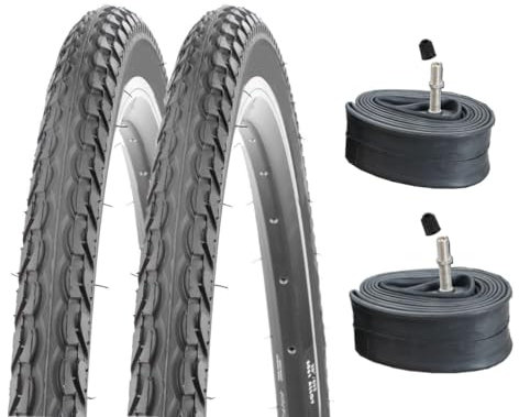 2 x 28 Zoll Fahrradreifen Pannensicher K-Shield schwarz K-197 40-622 38C inklusive 2 x Schlauch mit Autoventil