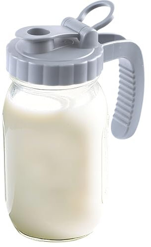 Glass Breast Milk Pitcher 32 Oz Mason Jar Pitchers With Pour Lid 1 Quart Wide Mouth Breastmilk Storage Jug Container For Fridge Coffee Creamer Iced Sun Tea Juices Lemonade Airtight