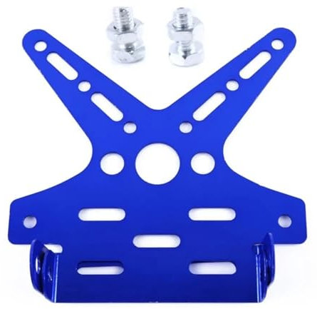 Aluminum Alloy Motorcycle Rear License Plate Frame Motorbike Bracket Rack Scooter Adjusted Number Holder(Blue)