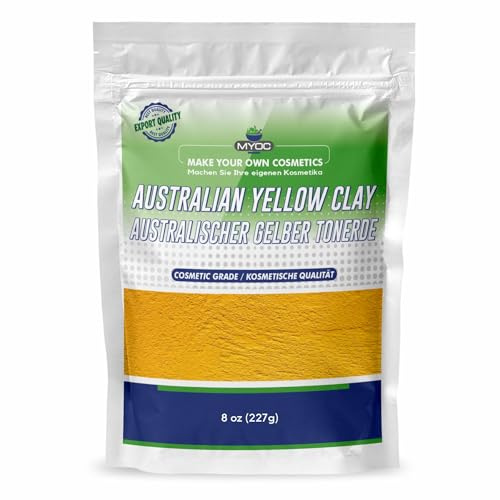 MYOC Australischer gelber Ton | Natürlicher Gesichtsmasken-Ton in Kosmetikqualität für DIY-Hautpflege, Haarmasken, Seifen und Detox-Rezepte – 227 g / 8 oz