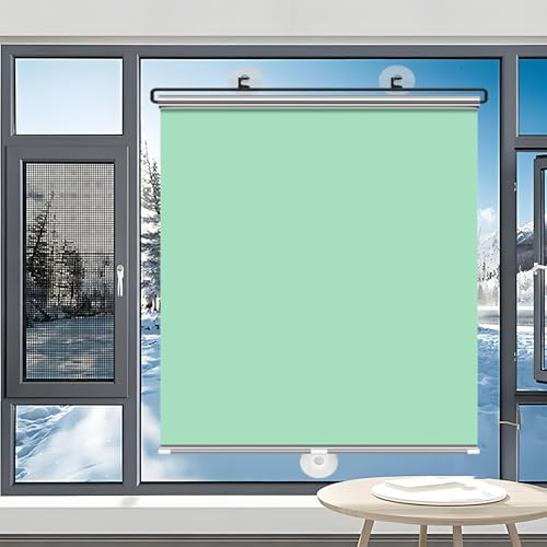 Saugnapfes Rollo Fensterrollo,Sonnenschutz Verdunkelungsrollo mit Saugnäpfen,Sichtschutz Temporäre Jalousien Ohne Bohren,Einziehbarer Sichtschutzvorhänge,Thermorollo für Fenster & Autos
