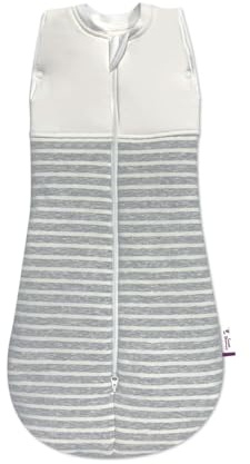 Sweet Dreamers, Baby Sleep Bag | 3-12 months, 2.5 TOG | Soft Organic Cotton Fabric Baby Sleeping Bag | Grey Stripe |