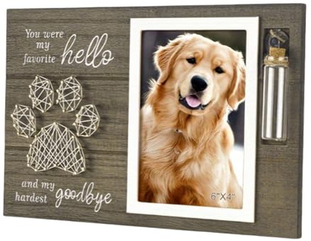 NVOQILIN Haustier-Gedenk-Bilderrahmen aus Holz, mit Glasflasche, Souvenir, Fotoschild, Verlust von Hund und Katzen, Katzen, Hund, Fotorahmen