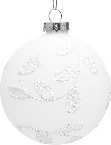 SIKORA Highlights 4er Set ausgefallene Christbaumkugeln besondere Weihnachtskugel Christbaumschmuck aus Glas Weiss 8cm, Farbe | Modell:Modell Paris Weiss, Höhe in cm:8 cm