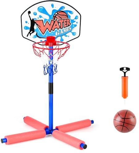 deAO Canestro da Basket Galleggiante per Piscina, Set con Palla e Pompa