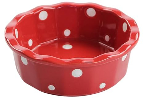 YIXANNX Polka Dot Pet Feeding Bowl For Cats Dogs Large Capacity Waterer Puppy Kitten Outdoor And Indoor Feeding Dispenser Dog Supplies Walking Camping Outdoor, Red, 14x5cm