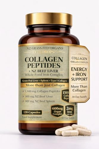 Beef Collagen Capsules (1500mg) + NZ Beef Liver & Spleen | Whole Food Iron Complex, Organ & Collagen Supplement, Natural Iron Support