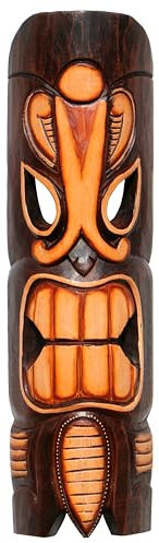 Wogeka - 50 cm Tiki Holz Maske - Neuseeland Maori Wandmaske Handarbeit Bali Maske67