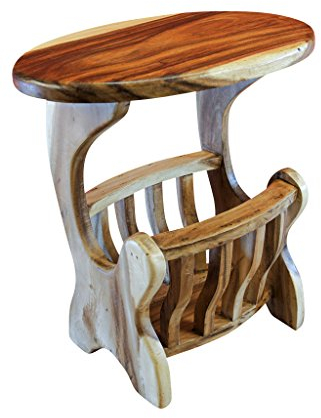 Kinaree Massivholz Beistelltisch mit Zeitungsständer Chiang Mai (Akazie Natur)