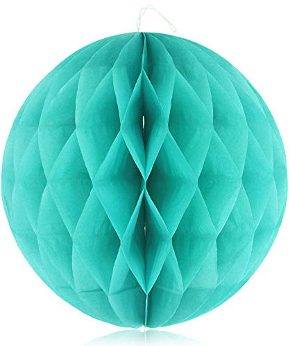 PLECUPE Seidenpapier Dekoration Pompoms, 10 Stück 8 Zoll Bunte Wabenbälle zum Aufhängen, Wabenbälle Pompoms Papier Fan Dekoration für Hochzeit, Baby Shower, Party, Raumdeko, Wohnungdeko, Mint blau