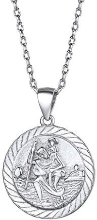 Christopher Anhänger Halskette 925 Sterling Silber St Christopher Silberfarbe Medaille Münze Anhänger Schmuck