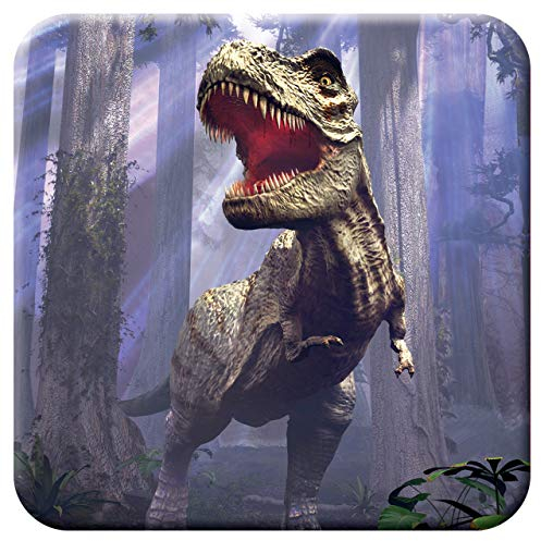 3D LiveLife sous Verre en Liège - Scène de T-Rex de Deluxebase. Dessous de Verre lenticulaire 3D Dinosaure. Antidérapant avec Illustrations Originales sous Licence de L'Artiste renommé David Penfound