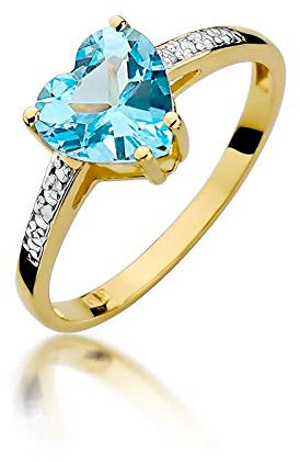 Damen Ring 585 14k Gold Gelbgold echt Topas Edelstein Diamanten Brillanten