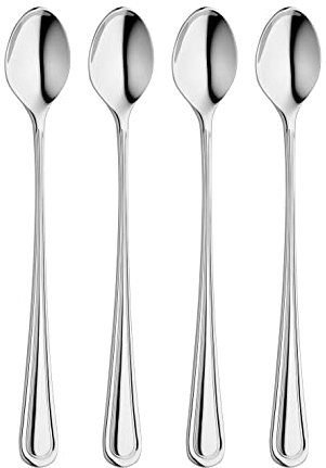 Robert Welch Aston Bright Long Handled Spoon, Set of 4. Made from Stainless Steel. Dishwasher Safe.