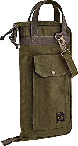 Meinl Cymbals Drumstick Bag — Waxed Canvas Collection — for Sticks, Mallets, Brushes and Rods, Heavy-Duty Fabric with Shoulder Strap Plus Floor Tom Hooks, 2-Year Warranty (MWSGR)