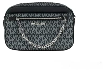 Michael Kors Jet Set Große Umhängetasche aus Leder, schwarz/silberfarben, Large