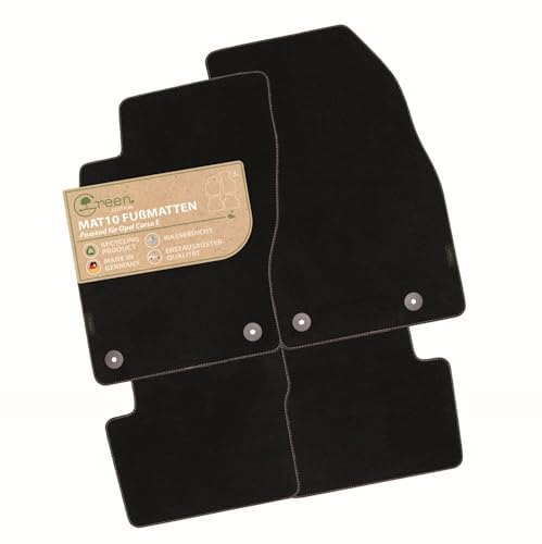 MAT10 Green Edition – Auto-Fußmatten passend für Opel Corsa E (BJ 01/2015-05/2019) | nachhaltiges Velours | Automatten-Set, 4-teilig | Made in Germany, Erstausrüsterqualität