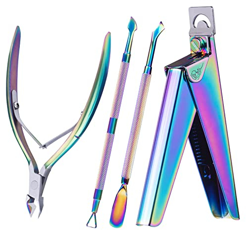 MelodySusie Coupe-Ongles en Acrylique, Coupe-cuticules et Poussoir à Ongles, Ciseau Cuticules Professionnel, Convient pour les Ongles Acryliques, Ongles Artificiels, Ongles en Gel, Coloré