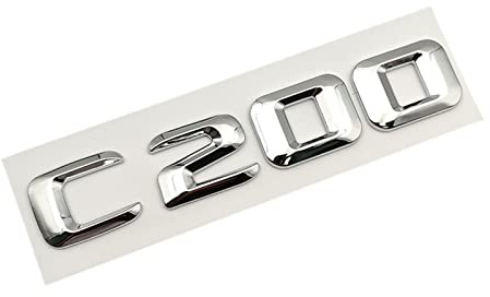 LAZIRO 3D Chrom Auto Buchstaben Kofferraum Emblem Abzeichen Aufkleber for Logo passend for Mercedes Benz C180 C200 C220 C300 C400 W204 W205 Zubehör (Color : C200)