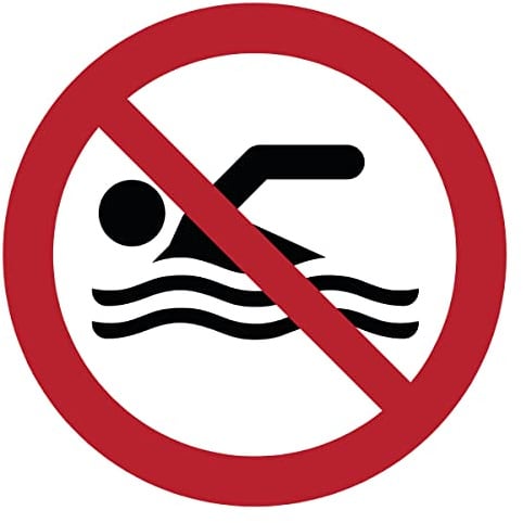 Runder Laminierter Schilderklebstoff, Wasserfester ISO 7010 - Kleber – UV-beständiger Laminierter Klebstoff – Schwimmen Verboten - Durchmesser 60 cm | Verbotszeichen gemäß NF ISO7010, glatte Oberfläche, rutschfest, einfache Anbringung, inkl. Anleitung, rundes Format