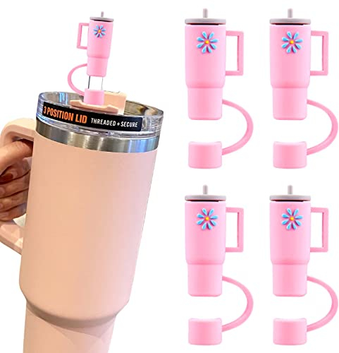 AIERSA Straw Cover Cap,4Pcs Silicone Straw Topper Compatible with Stanley 30&40 Oz Tumbler with Handle