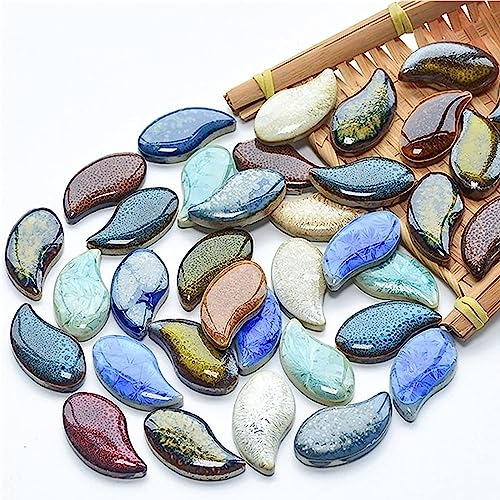 BTMIEY Carreaux de mosaïque en céramique aléatoires pour loisirs créatifs, assiettes, pots de fleurs, vases, tasses, fournitures de fabrication de mosaïque (pétal) 500 g