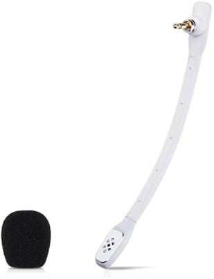 Gaming Microphone WIth Foam Cover For Logitech ASTRO A40 A40TR Replacmenet Headset Mic (White)