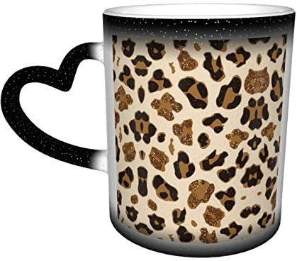 BAAROO Animal Leopard Print Personalised Mug,Ceramic,Heat Colour Coffee & Tea Cup for Halloween,Christmas,Birthday Gifts