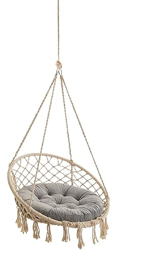 Hängesessel Outdoor Kissen – Hängematte Sitzkissen – Nestschaukel Kissen für Komfort – Waschbares Rundkissen – Aschgrau – 65 cm