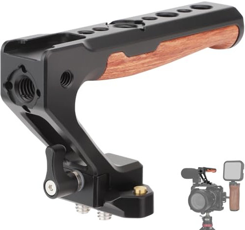 Leftfoto Top Handle Wood & Metal Grip Quick Release Handgrip with NATO Rail Kit,with NATO Clamp Compatible with Camera Cage Video Rig Anti-Off Designed
