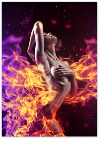 H6254M_PL1Q Foto-Poster, Motiv Frau in Flammen, 40 x 50 cm