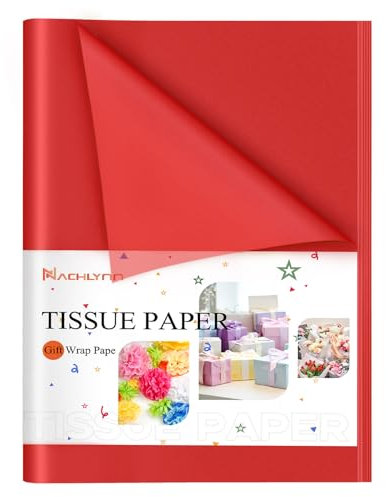 NACHLYNN 100 Blatt Rot Tissue Paper Bulk 14 x 20 Zoll Geschenkpapier Kunst Seidenpapier Basteln für Weihnachten Geburtstag DIY Festival Feiertage Basteln Geschenke Dekor