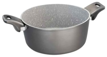 Pedrini Pentola Casseruola 20 cm Grigio Antiaderente 700 grammi con Due Manici e Coperchio