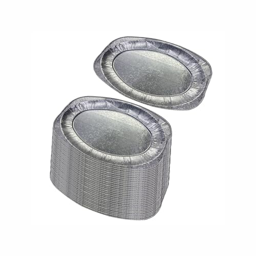 M1SS Pack of 30-14” inch Silver Foil Platters Embossed Reusable Aluminium Foil Serving Party Trays Freezer, Microwave & Oven Safe Perfect for Buffet Serving Catering Dish Roasting and BBQ Parties