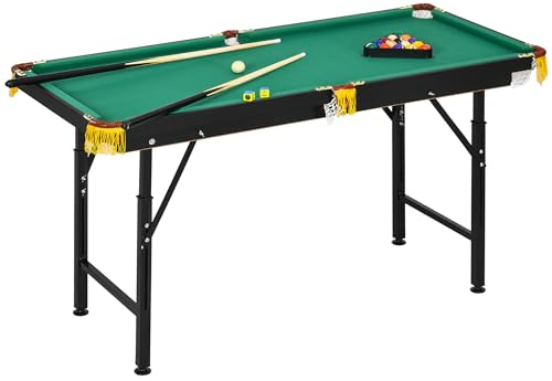 SPORTNOW Tavolo da Biliardo ad Altezza Regolabile con Accessori, Tavolo da Carambola in MDF e Acciaio, 140x63x55-75 cm, Verde