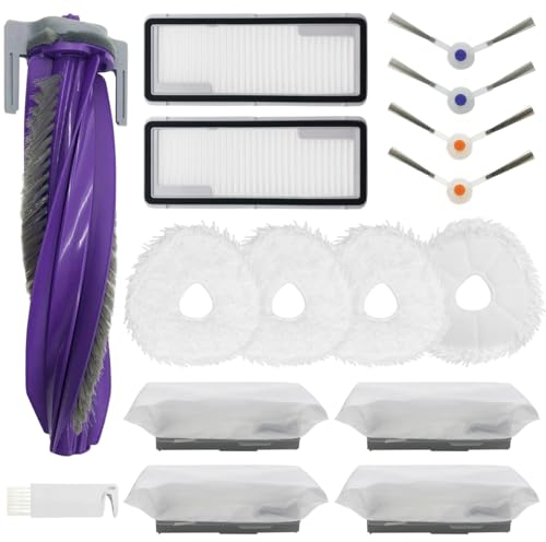 HomeTimes Ersatzteile für Narwal Freo X Ultra Saugroboter Zubehör mit 1 Gummibürsten 2 HEPA-Filter 4 Mop-Pads 4 Seitenbürsten 4 Staubbeutel