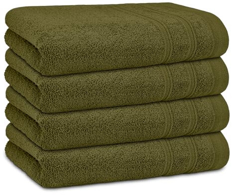 DECASATEXTIL - Juego Toallas de Lavabo 4 Unidades 100% Algodón 450gr, Tamaño 50x100cm - Toallas Manos - Toalla Suave y Duradera para Secar Tus Manos y Rostro (Musgo)