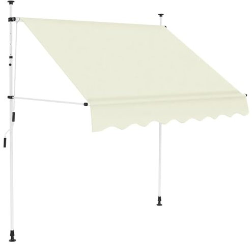 CLALER Klemmmarkise 400 cm breit mit Handkurbel Balkon, Balkonmarkise ohne Bohren, UV-beständig höhenverstellbar wasserabweisend, Sonnenschutz, Terrassenüberdachung, einfache Montage, Creme
