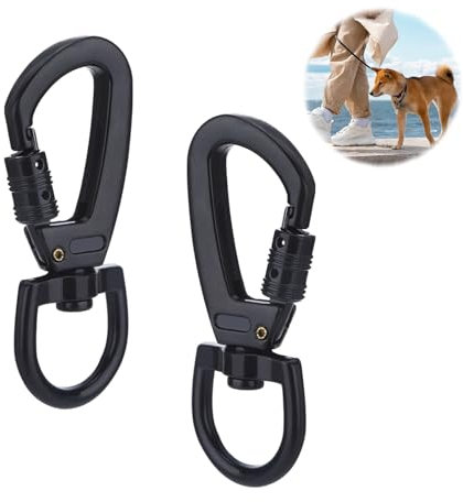 2 Stück Karabinerhaken mit Drehscharabin Hundeleine Karabiner Edelstahl Karabiner Schlüsselanhänger Bolzenkarabiner Scherenkarabiner Schwarz