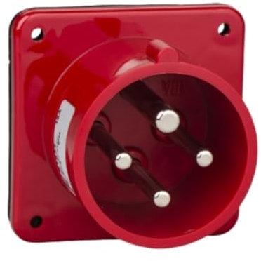 Rosi 1001116 - Enchufe industrial empotrable (380 V, 400 V, 415 V, 4 polos, 3P+T, 16 A, IP54, 75 x 75 mm)