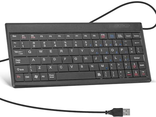 Aurevita USB Mini Keyboard, Wired Ultra Slim Small Keyboard Gaming, USB Interface for Android TV Box,Windows PC,Raspberry Pi, Layout Compact-Black