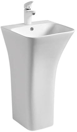 REA ADA VASQUE AUTOPORTANTE SQUARE BLANC LAVABO SUR PIED EN CÉRAMIQUE