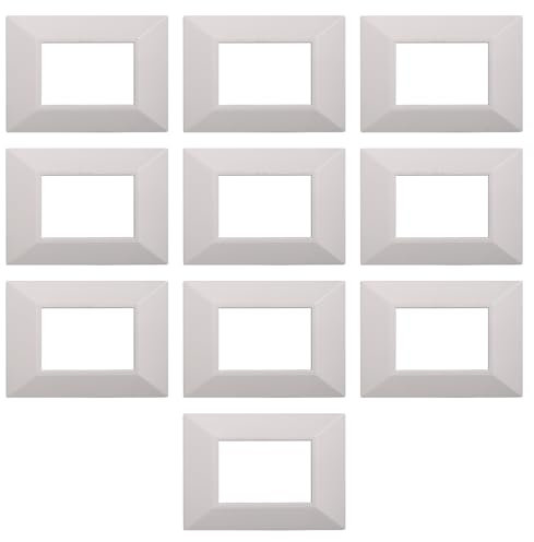 CONFEZIONE DA 10 PLACCHE PIRAMIDE SQUADRATE, IN TECNOPOLIMERO, COMPATIBILE CON BTICINO AXOLUTE, 3 MODULI/POSTI, BIANCO, RETTAGOLARI, DESIGN ELEGANTE E MODERNO, PER INTERRUTTORI/PRESE