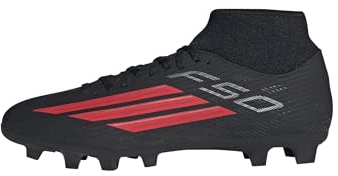 adidas Mixte F50 Club Mid Cut Firm Ground/Multi Ground Football Boots, Core Black/Lucid Red/Core Black, 48 2/3 EU