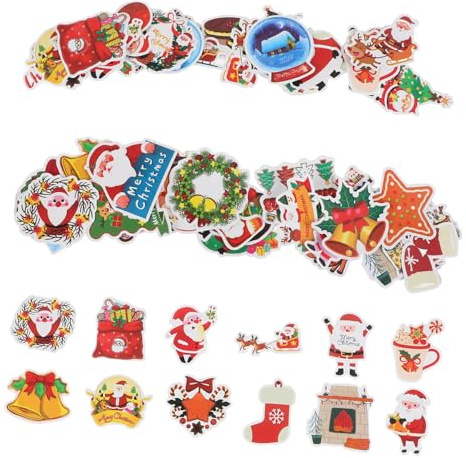 Cabilock 52stücke Weihnachtsmann Aufkleber Schneemann Rennaufkleber Weihnachtsfensteraufkleber Für Auto Gepäck Home Office