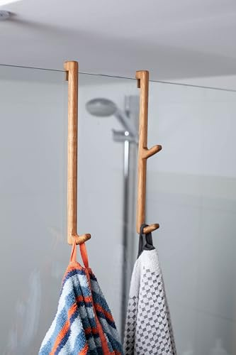 Craman N22 Germany Wooden Towel Hooks for Shower Doors, Oak Coat Hook, Modern Shower Hooks, Home Decor Gift, House Decoration, Single Hook Round, 6-8 mm