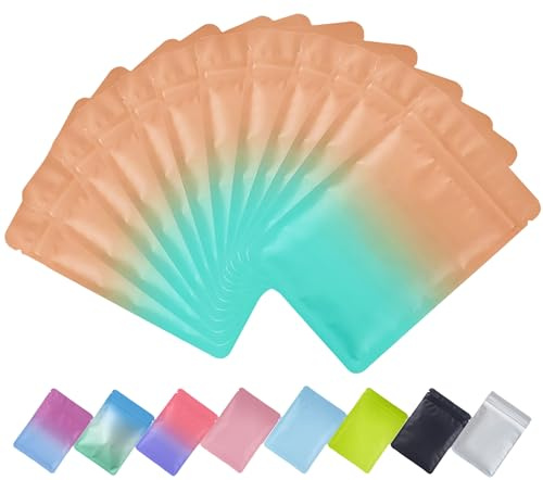 Plaphy 100 Sacchetti Mylar in Alluminio Richiudibili(Giallo e Blu, 12x20cm)