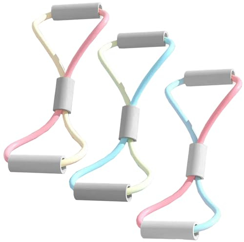 3 Stück Fitnessbänder Resistance Bands Brust Expander 8 Wort Brust Expander | Widerstandsbänder Gym Extender Stretch Griff Elastische Zugseil für Yoga Arme Fitnessstudio Muskeltraining