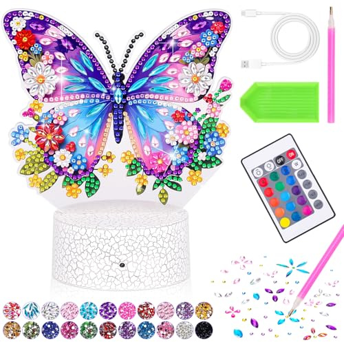 Cadeau Fille 10 6 8 7 9 Ans: Diamond Painting Veilleuse Papillon Enfant