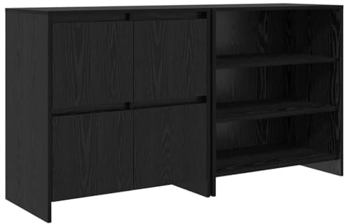 vidaXL Sideboards 2 pcs Black oak 70 x 41 x 75 cm Engineered wood, Modern Rectangular Dining Room Cabinet, Durable Storage Furniture, Versatile Indoor Wardrobe, Organization Solution, Sleek Design